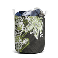 Monstera Plumeria Flowers Olive Green Laundry Basket Polynesian Pattern LT01 - Polynesian Pride