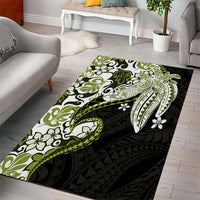 Monstera Plumeria Flowers Olive Green Area Rug Polynesian Pattern LT01 - Polynesian Pride
