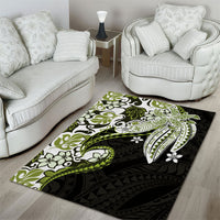 Monstera Plumeria Flowers Olive Green Area Rug Polynesian Pattern LT01 - Polynesian Pride