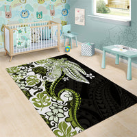 Monstera Plumeria Flowers Olive Green Area Rug Polynesian Pattern LT01 - Polynesian Pride