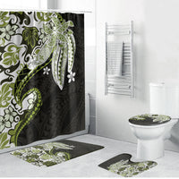 Monstera Plumeria Flowers Olive Green Bathroom Set Polynesian Pattern LT01 Bathroom Set (4 pcs) Green - Polynesian Pride