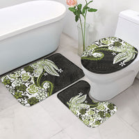 Monstera Plumeria Flowers Olive Green Bathroom Set Polynesian Pattern LT01 - Polynesian Pride