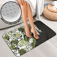 Monstera Plumeria Flowers Olive Green Bathroom Set Polynesian Pattern LT01 - Polynesian Pride