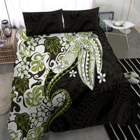 Monstera Plumeria Flowers Olive Green Bedding Set Polynesian Pattern LT01 - Polynesian Pride