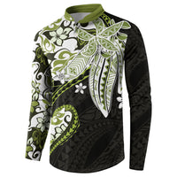 Monstera Plumeria Flowers Olive Green Button Sweatshirt Polynesian Pattern LT01 - Polynesian Pride