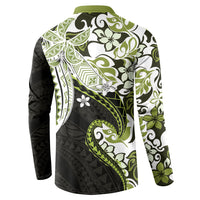 Monstera Plumeria Flowers Olive Green Button Sweatshirt Polynesian Pattern LT01 - Polynesian Pride