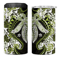 Monstera Plumeria Flowers Olive Green 4 in 1 Can Cooler Tumbler Polynesian Pattern LT01 One Size: 16 oz Green - Polynesian Pride