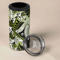Monstera Plumeria Flowers Olive Green 4 in 1 Can Cooler Tumbler Polynesian Pattern LT01 - Polynesian Pride