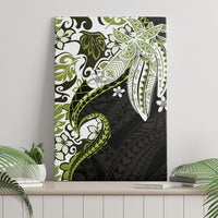 Monstera Plumeria Flowers Olive Green Canvas Wall Art Polynesian Pattern LT01 - Polynesian Pride