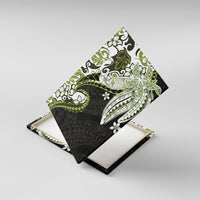 Monstera Plumeria Flowers Olive Green Canvas Wall Art Polynesian Pattern LT01 With Frame Green - Polynesian Pride