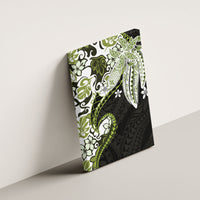 Monstera Plumeria Flowers Olive Green Canvas Wall Art Polynesian Pattern LT01 - Polynesian Pride