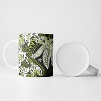 Monstera Plumeria Flowers Olive Green Ceramic Mug Polynesian Pattern LT01 - Polynesian Pride