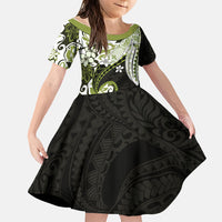 Monstera Plumeria Flowers Olive Green Family Matching Summer Maxi Dress and Hawaiian Shirt Polynesian Pattern