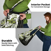 Monstera Plumeria Flowers Olive Green Grocery Bag Polynesian Pattern LT01 - Polynesian Pride