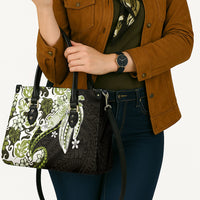 Monstera Plumeria Flowers Olive Green Leather Bag Polynesian Pattern LT01 - Polynesian Pride