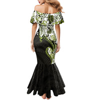Monstera Plumeria Flowers Olive Green Mermaid Dress Polynesian Pattern LT01 - Polynesian Pride