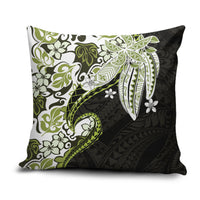 Monstera Plumeria Flowers Olive Green Pillow Cover Polynesian Pattern LT01 Green - Polynesian Pride