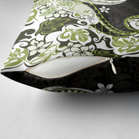 Monstera Plumeria Flowers Olive Green Pillow Cover Polynesian Pattern LT01 - Polynesian Pride