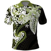 Monstera Plumeria Flowers Olive Green Polo Shirt Polynesian Pattern LT01 Green - Polynesian Pride