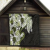 Monstera Plumeria Flowers Olive Green Quilt Polynesian Pattern LT01 - Polynesian Pride