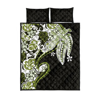 Monstera Plumeria Flowers Olive Green Quilt Bed Set Polynesian Pattern LT01 - Polynesian Pride