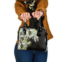 Monstera Plumeria Flowers Olive Green Shoulder Handbag Polynesian Pattern LT01 One Size Green - Polynesian Pride