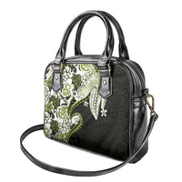 Monstera Plumeria Flowers Olive Green Shoulder Handbag Polynesian Pattern LT01 - Polynesian Pride