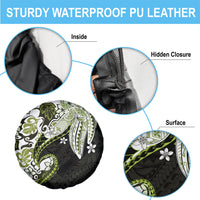 Monstera Plumeria Flowers Olive Green Spare Tire Cover Polynesian Pattern LT01 - Polynesian Pride