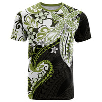Monstera Plumeria Flowers Olive Green T Shirt Polynesian Pattern LT01 Green - Polynesian Pride
