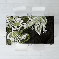 Monstera Plumeria Flowers Olive Green Tablecloth Polynesian Pattern LT01 Green - Polynesian Pride