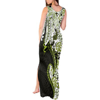 Monstera Plumeria Flowers Olive Green Tank Maxi Dress Polynesian Pattern LT01 - Polynesian Pride