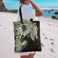 Monstera Plumeria Flowers Olive Green Tote Bag Polynesian Pattern LT01 - Polynesian Pride