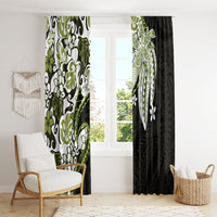Monstera Plumeria Flowers Olive Green Window Curtain Polynesian Pattern LT01 - Polynesian Pride