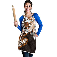 Monstera Plumeria Flowers Orange Apron Polynesian Pattern LT01 - Polynesian Pride