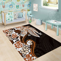 Monstera Plumeria Flowers Orange Area Rug Polynesian Pattern LT01 - Polynesian Pride