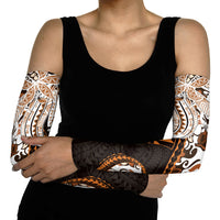 Monstera Plumeria Flowers Orange Arm Sleeves Polynesian Pattern LT01 - Polynesian Pride