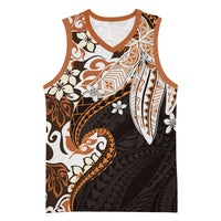 Monstera Plumeria Flowers Orange Basketball Jersey Polynesian Pattern LT01 Unisex Orange - Polynesian Pride