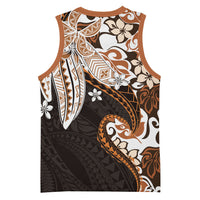 Monstera Plumeria Flowers Orange Basketball Jersey Polynesian Pattern LT01 - Polynesian Pride