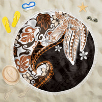 Monstera Plumeria Flowers Orange Beach Blanket Polynesian Pattern LT01 One Size 150cm Orange - Polynesian Pride