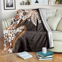 Monstera Plumeria Flowers Orange Blanket Polynesian Pattern LT01 Orange - Polynesian Pride