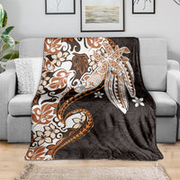 Monstera Plumeria Flowers Orange Blanket Polynesian Pattern LT01 - Polynesian Pride