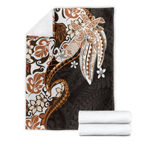 Monstera Plumeria Flowers Orange Blanket Polynesian Pattern LT01 - Polynesian Pride