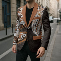 Monstera Plumeria Flowers Orange Blazer Polynesian Pattern LT01 - Polynesian Pride