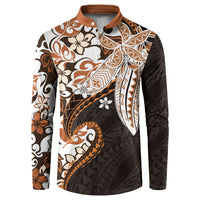 Monstera Plumeria Flowers Orange Button Sweatshirt Polynesian Pattern LT01 Orange - Polynesian Pride