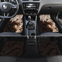 Monstera Plumeria Flowers Orange Car Mats Polynesian Pattern LT01 Set 4pcs Orange - Polynesian Pride