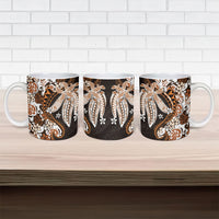 Monstera Plumeria Flowers Orange Ceramic Mug Polynesian Pattern LT01 - Polynesian Pride