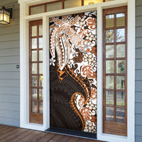 Monstera Plumeria Flowers Orange Door Cover Polynesian Pattern LT01 - Polynesian Pride