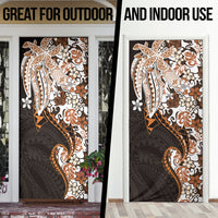 Monstera Plumeria Flowers Orange Door Cover Polynesian Pattern LT01 - Polynesian Pride