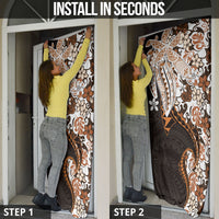 Monstera Plumeria Flowers Orange Door Cover Polynesian Pattern LT01 - Polynesian Pride