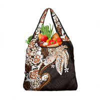 Monstera Plumeria Flowers Orange Grocery Bag Polynesian Pattern LT01 1-pack One Size Orange - Polynesian Pride